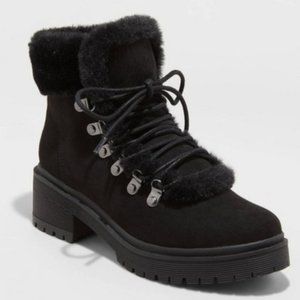 Women's Betsy Faux Fur Hiking Boots - A New Day 🌻